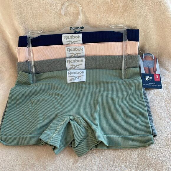 Reebok® Women's Boy Short 4 Pack Stretch Performance Seamless Panties Small NEW - Picture 1 of 8